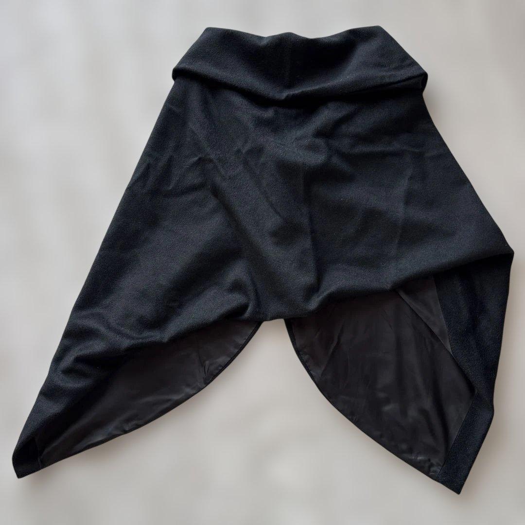 ビンテージ【カシミヤ100%】トリココムデギャルソン　変形ポンチョ　黒　丸襟