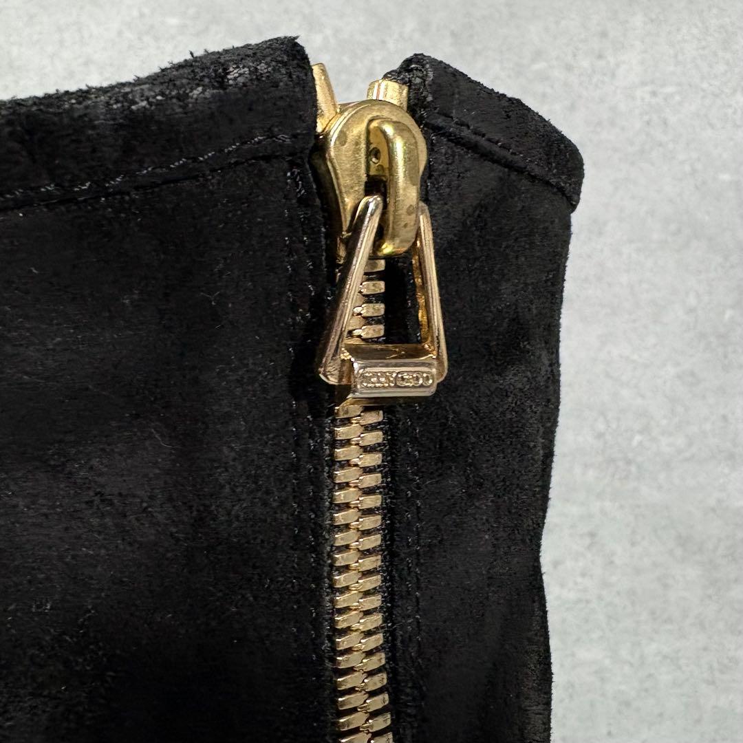 【美品】ジミーチュウ ワックススエード サイドジッパー ロングブーツ 24cm