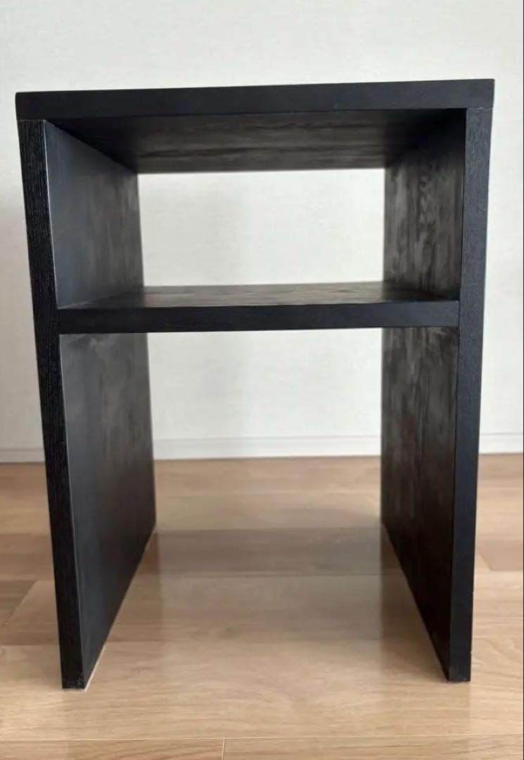 天然木　ブラックオープンシェルフ　ベッドサイドテーブル