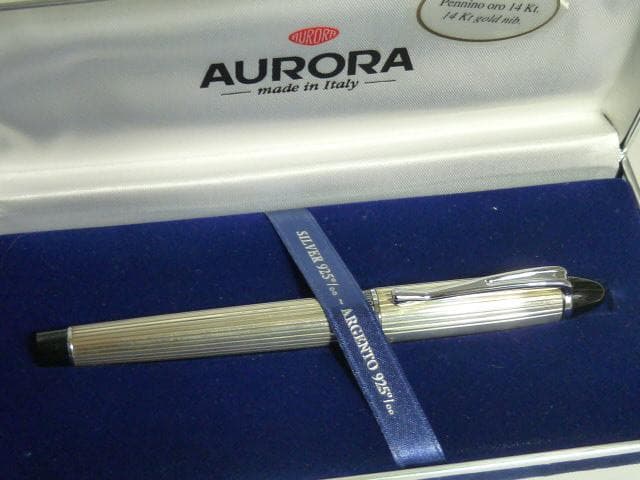 未使用　AURORA イプシロン 万年筆 スターリングシルバー 14金 字幅M