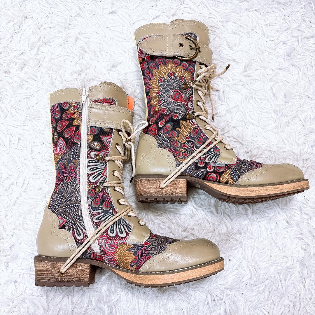 大人気完売品【未使用極美品】ヨースケ レースアップブーツ サイドジップ 23.5