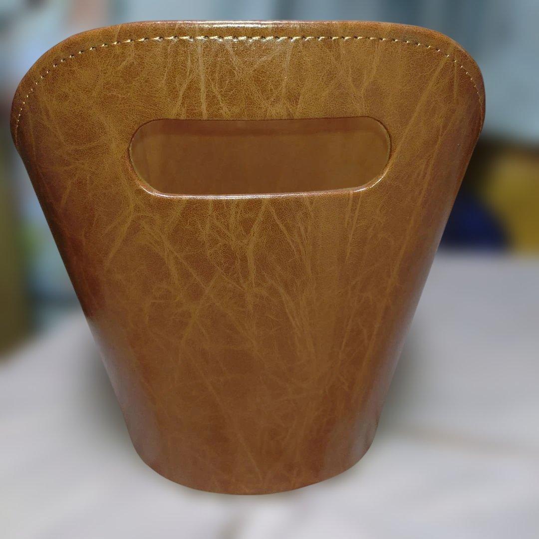 合皮製バスケット 茶色