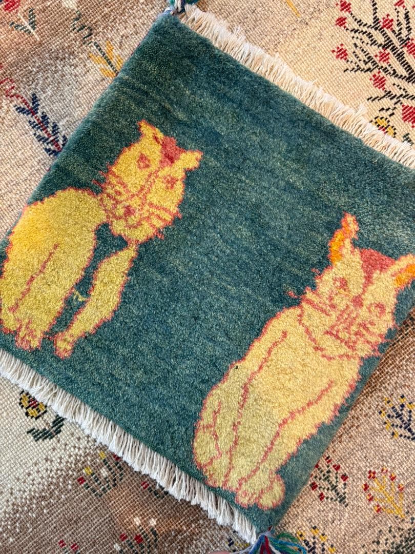 ペルシャギャッベ (ギャベ) チェアマット 43x41cm ギャッベ ラグ