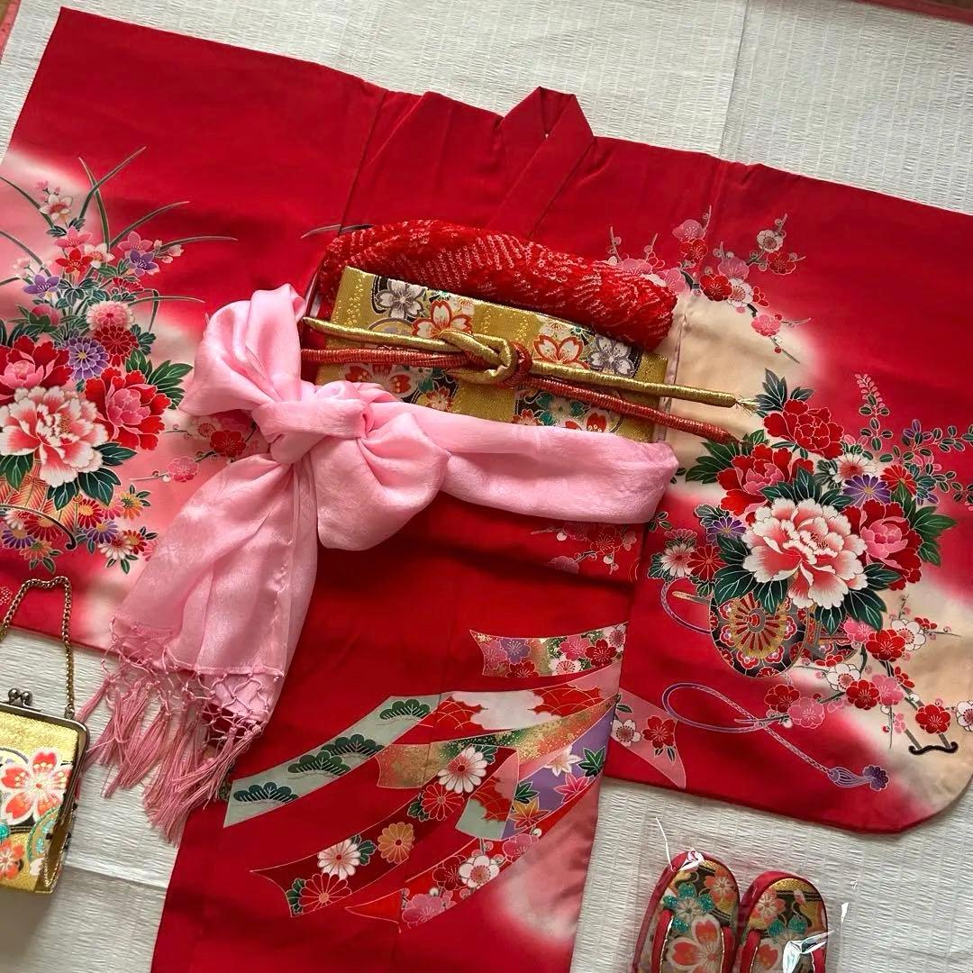 七五三 三歳 着物セット 作り帯 753 女の子 子供着物 箱迫 3歳 草履