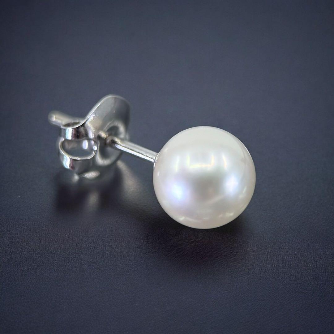 【極上】タサキ　アコヤ　K18 WG 本真珠　パール　ピアス　片耳　7.2mm