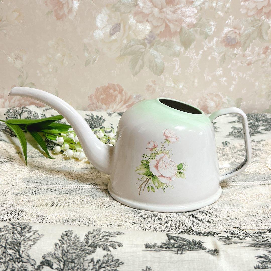 希少❣️箱付未使用オードリー水差しimaneイマン ホーロー薔薇雑貨 バラ マニー