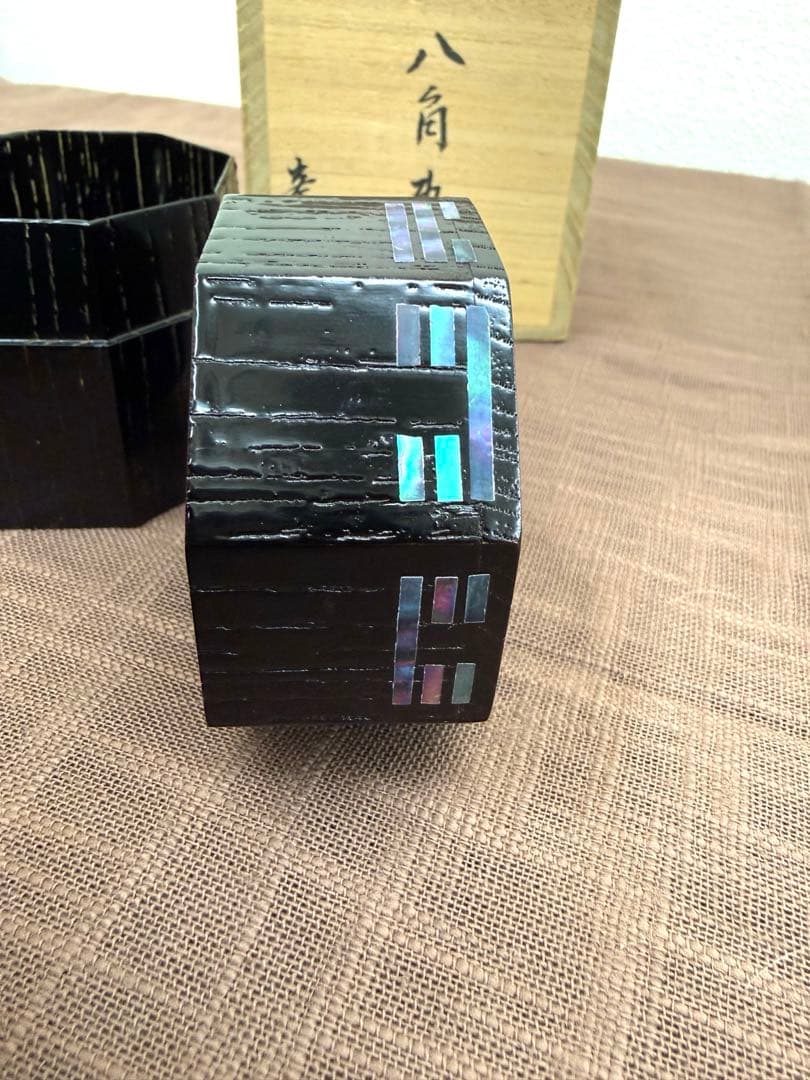 高橋峯房　八角棗　共箱　青貝　八卦文　　 美品　茶道具　茶入