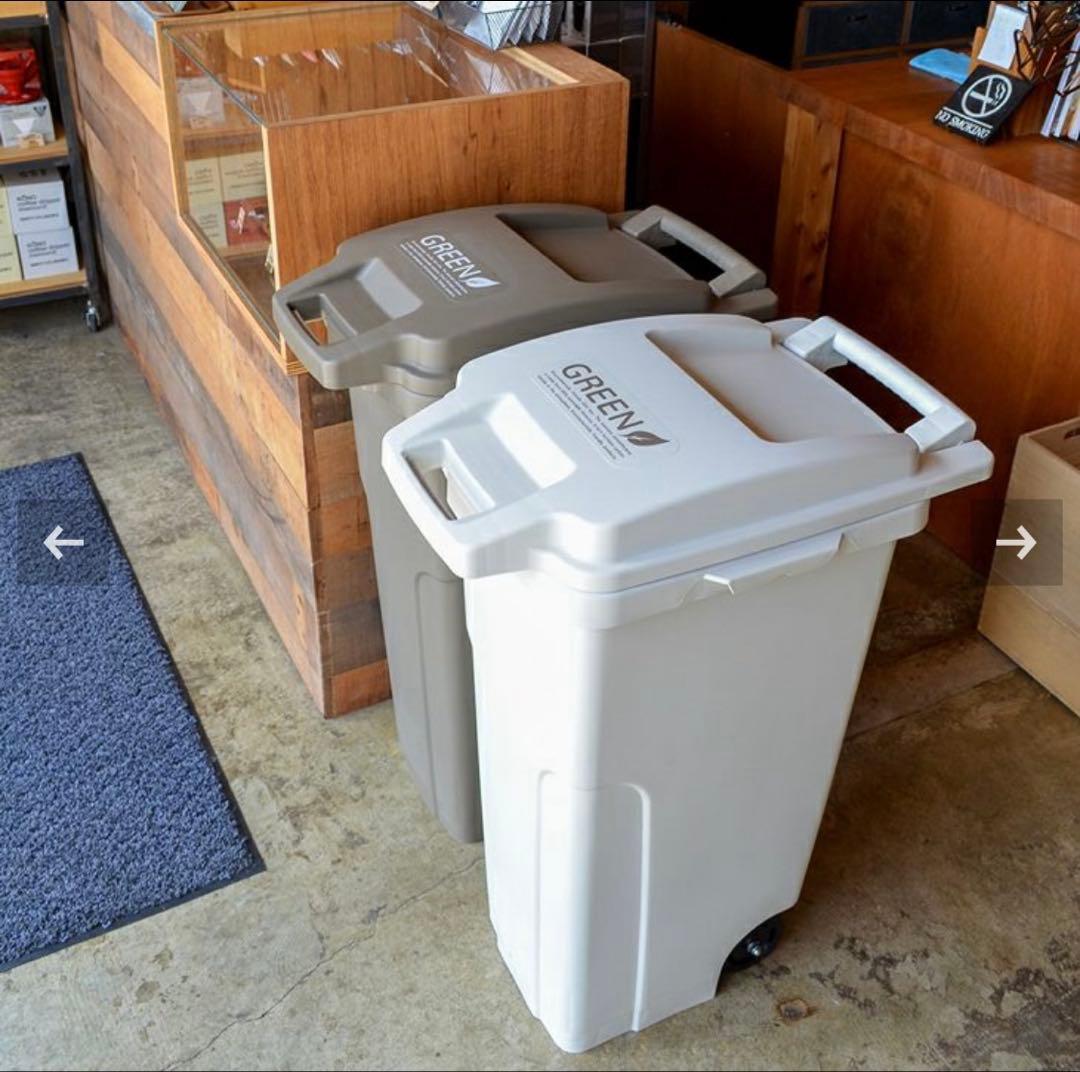 RISU 植物由来キャスターペール70C2(外ゴミ箱)ホワイト・カーキ