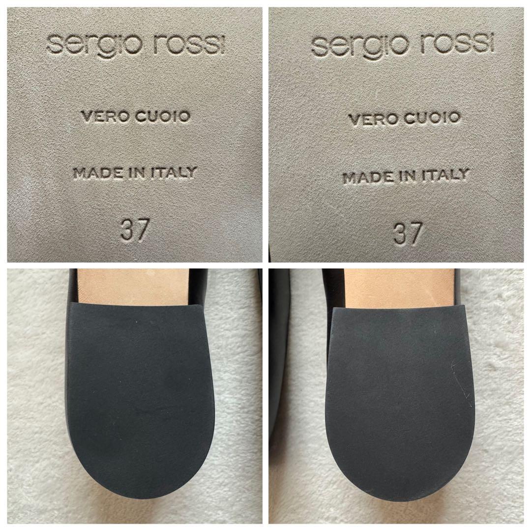 未使用品　sergio rossi ビジュー付きフラット 37 黒 クリスマス