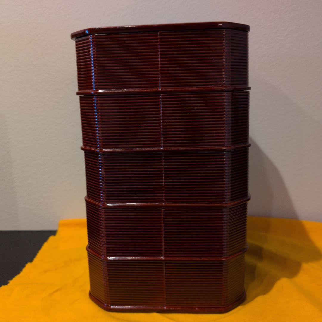 輪島塗 塗師大家静峰造 面取 縁高重 5段重 共箱