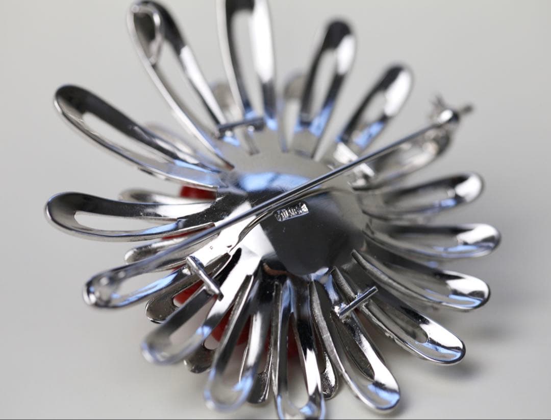 赤珊瑚　ネックレス　サンゴ　ペンダントトップ　ブローチ　silver刻印