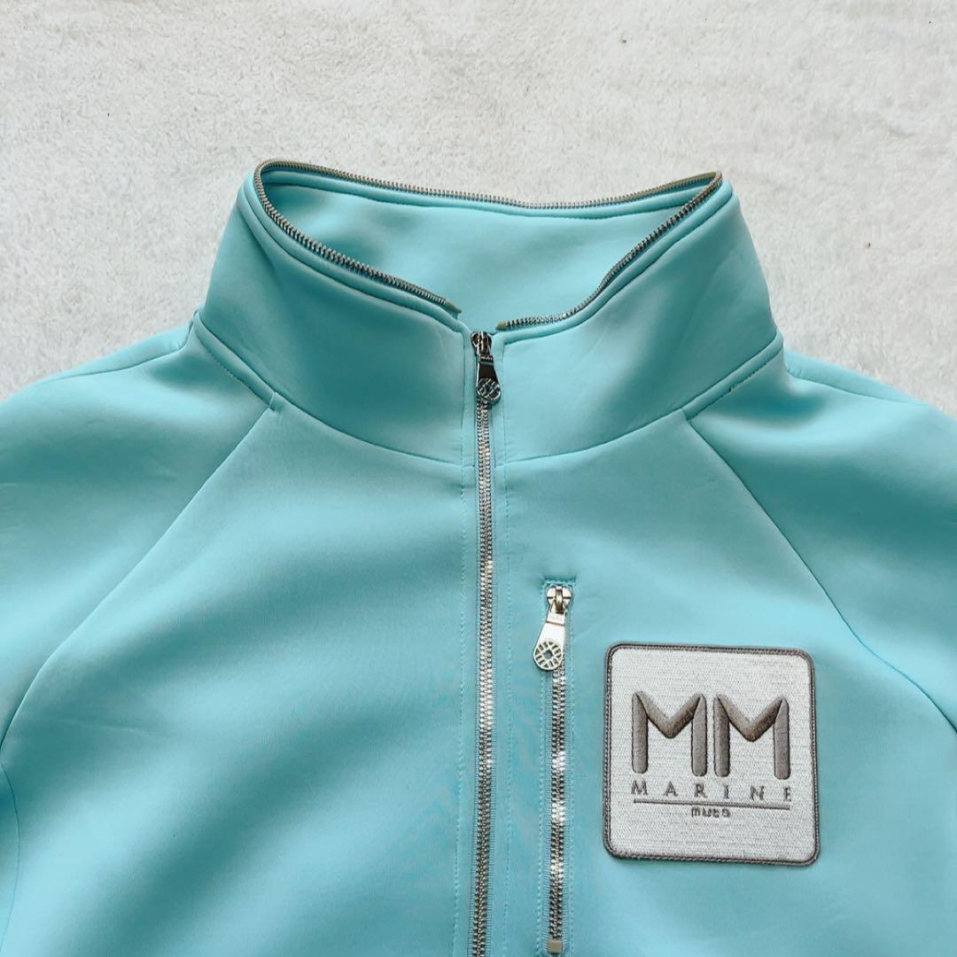 極美品　ムータ マリン ボンディングパーカー　ファー　フード　ブルー　XL