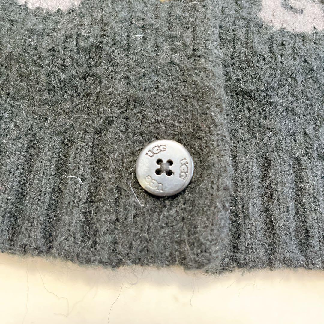 希少✨UGG アグ カーディガン グラフィック ロゴ ボーダー モノトーン