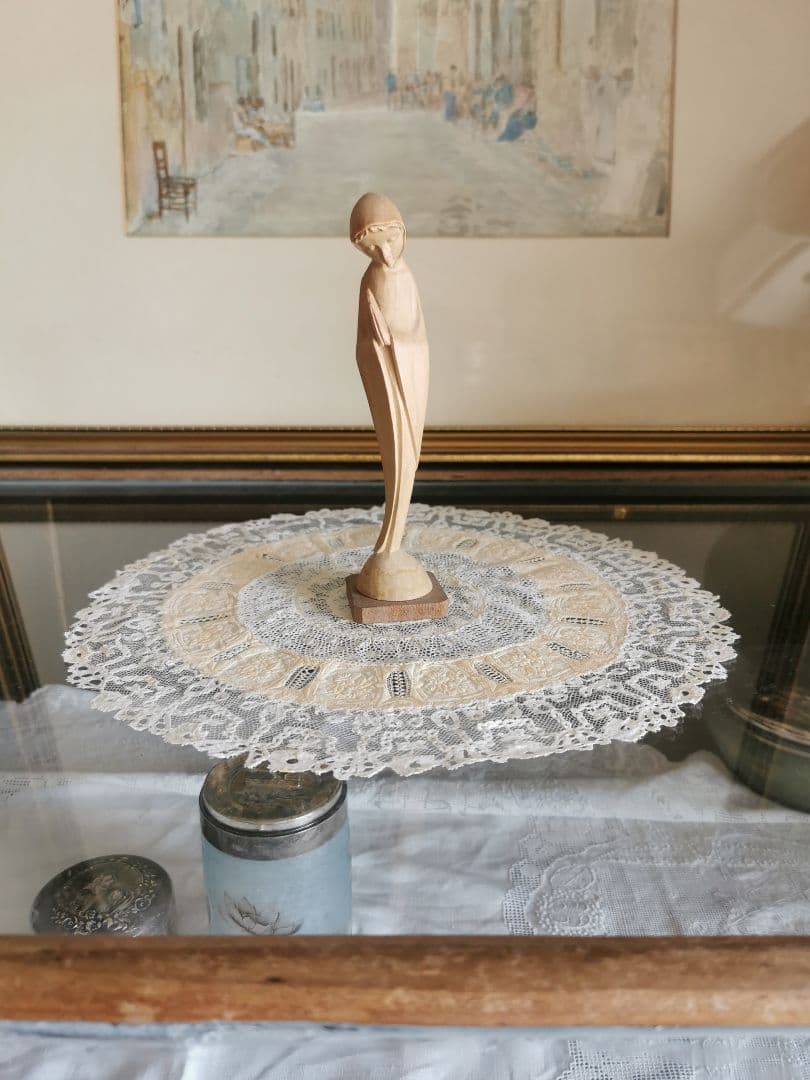 アンティーク フランス ノルマンディーレース ブリュッセルアップリケ＆ガロン刺繍