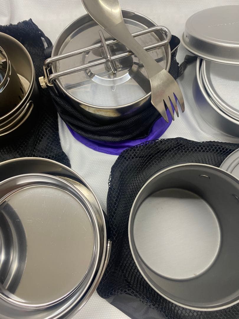 ステンレススチール 食器セット メッシュバッグ付き