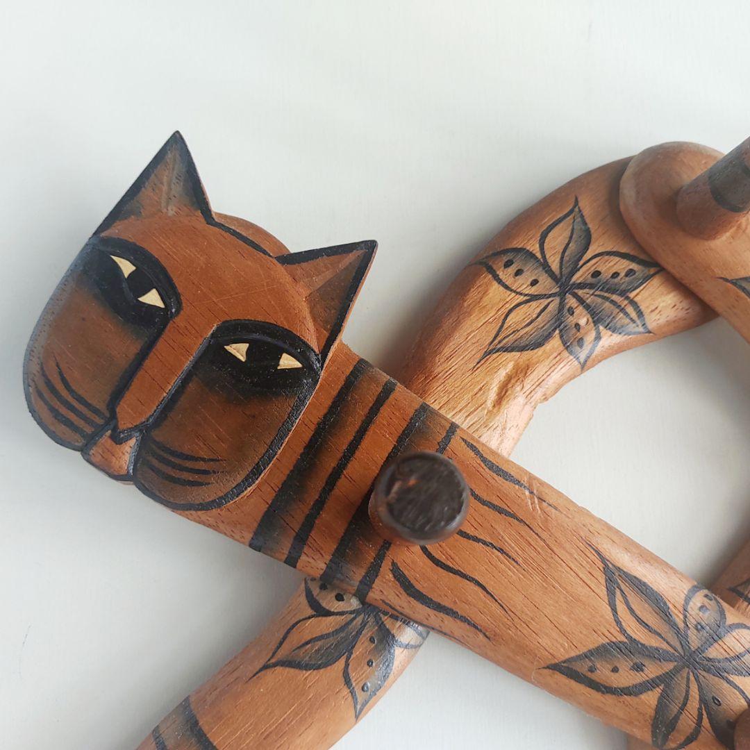 ネコの木製フック