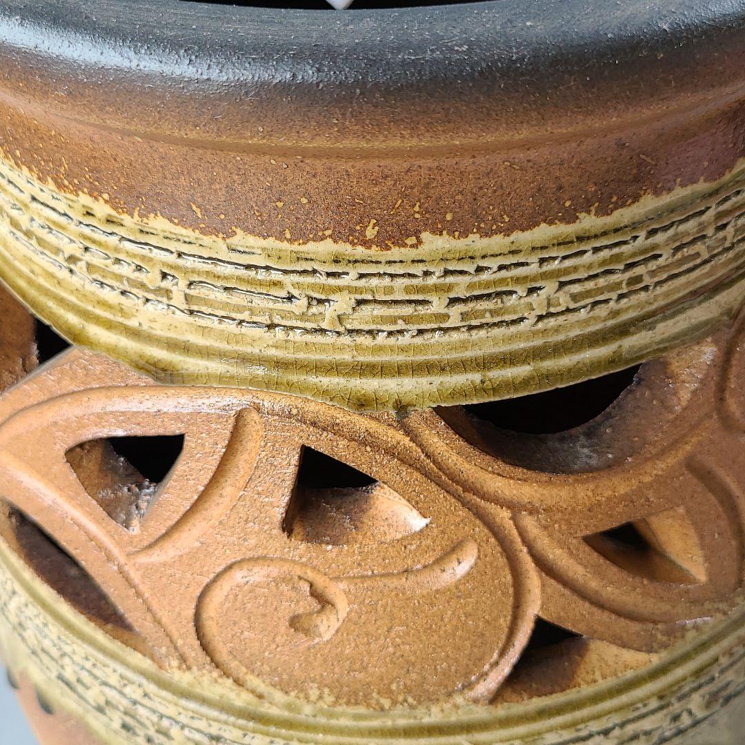 信楽焼 傘立て 灰釉流し 高さ４４cm