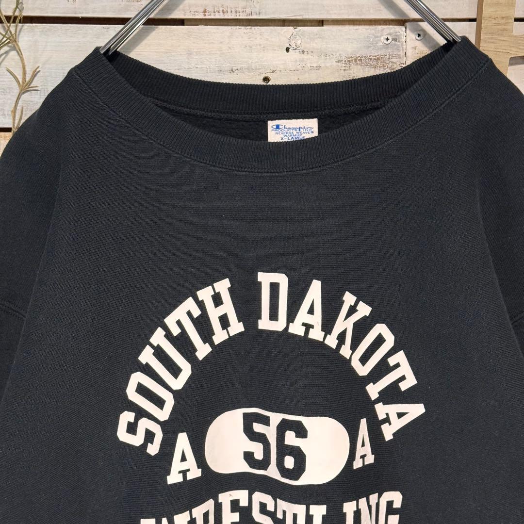 チャンピオン リバースウィーブ 青タグ 復刻 3段プリントスウェットXL 黒