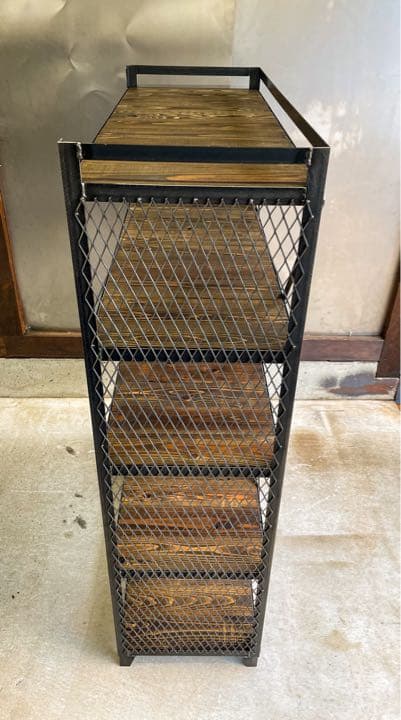 サイド網付アイアンラック［C］ワイド　シェルフ　アイアン家具　洋服棚　植物棚