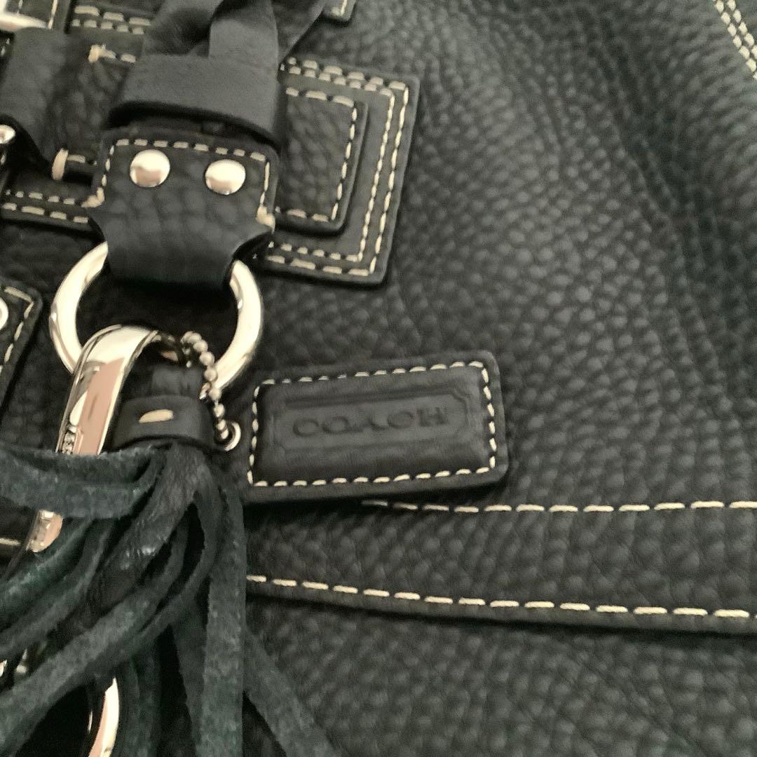 COACH コーチ ブラック レザー ハンドバッグ