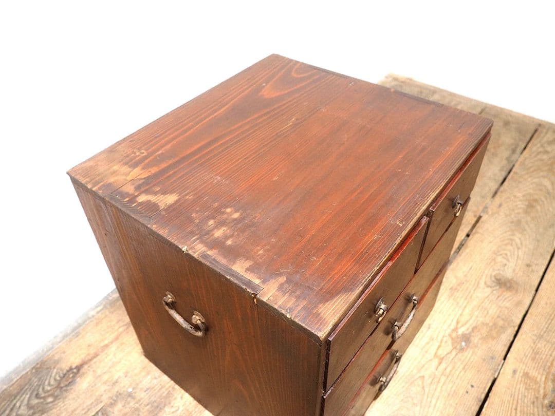 1387 レトロな杉の小引き出し　収納棚　小箪笥　ケース　古家具　アンティーク