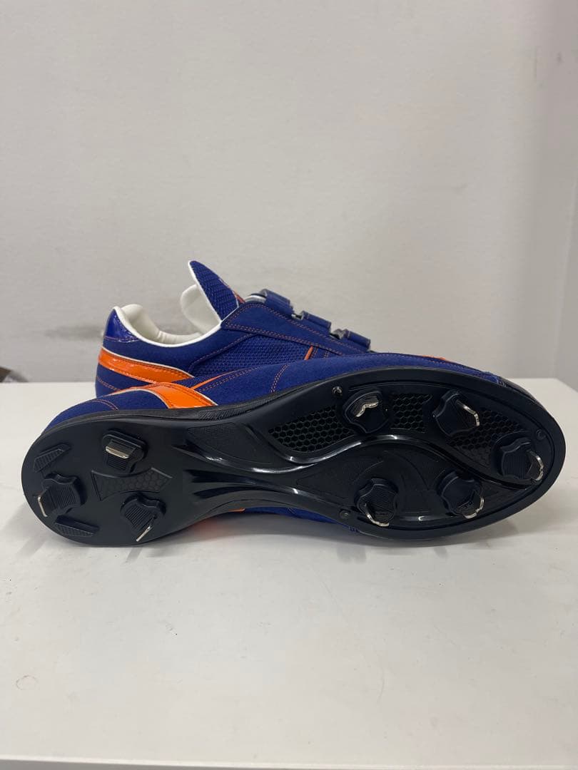【新品未使用】オーダー野球スパイク 投手用 P革付きロイヤルブルー/オレンジ