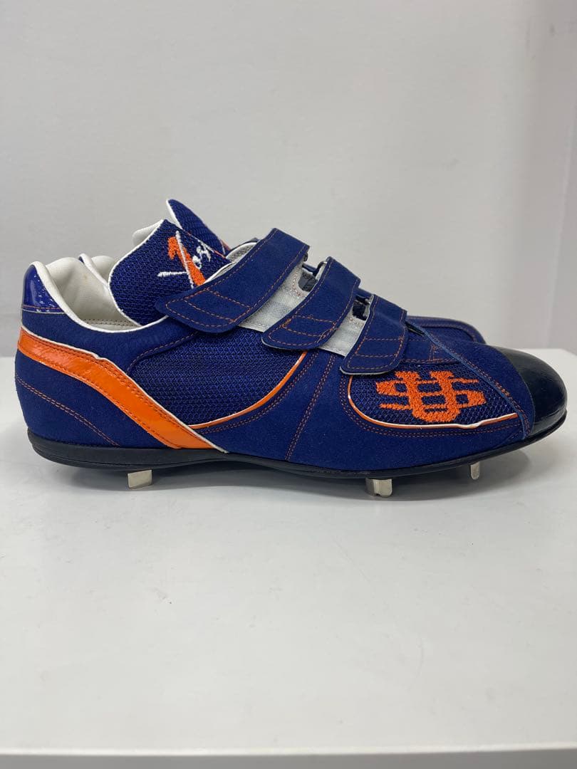 【新品未使用】オーダー野球スパイク 投手用 P革付きロイヤルブルー/オレンジ
