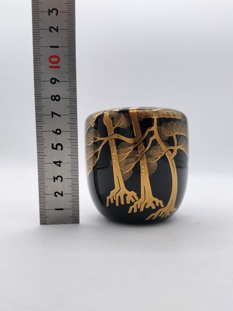 c847 大棗 老松蒔絵 堀内宗心花押 康伸作 木箱 茶道具 古物