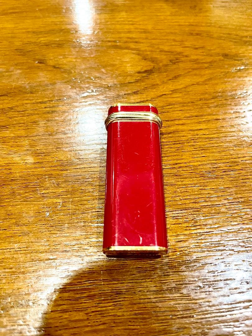 カルティエ ガスライター  オーバル型　ラッカー ボルドー×ゴールド