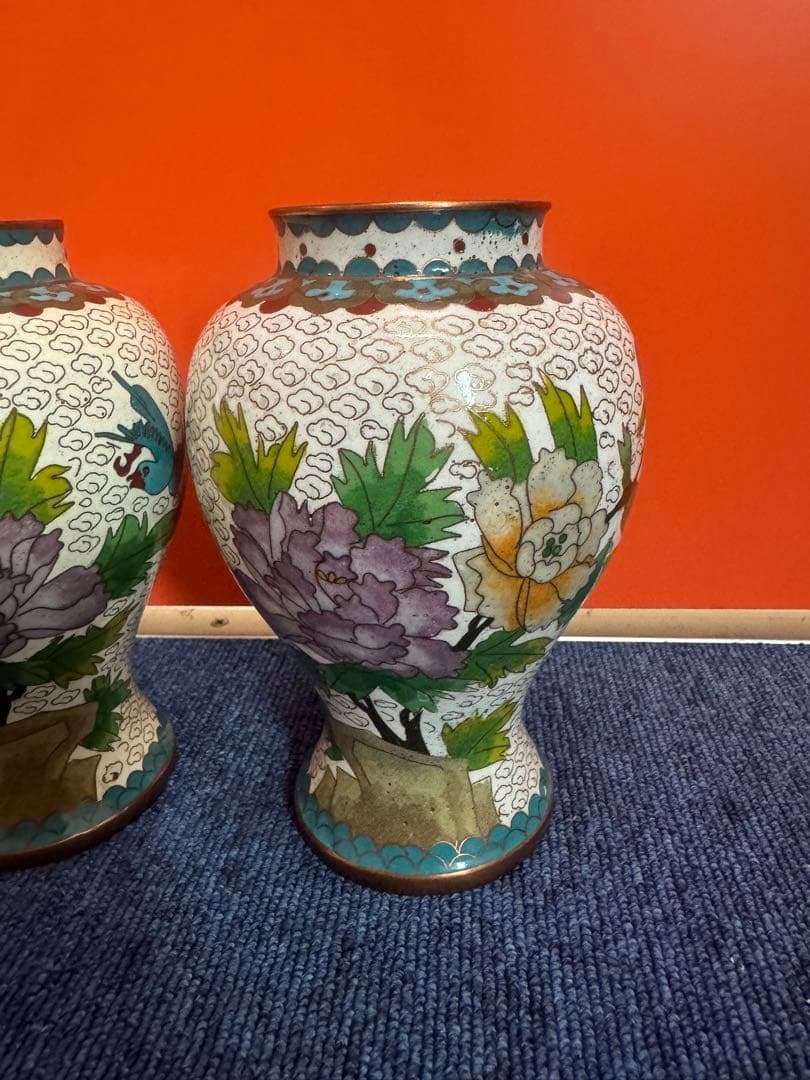 1850  七宝焼　景泰藍　花瓶2客