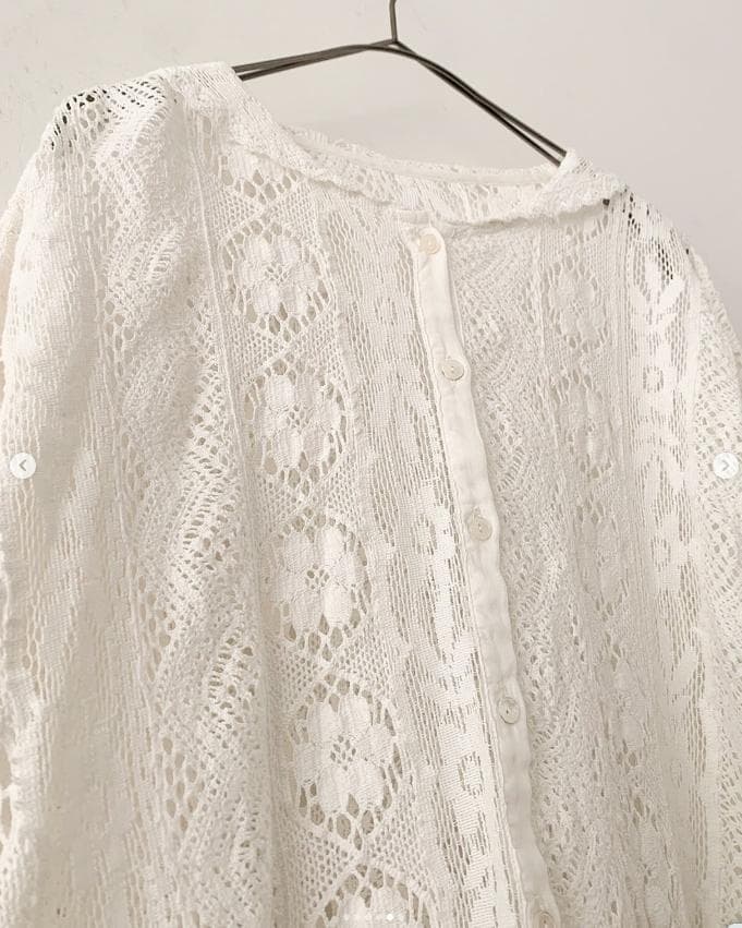 【完売 ツハル 新品】レースパッチワークセーラー襟ブラウス TSUHARU オフ