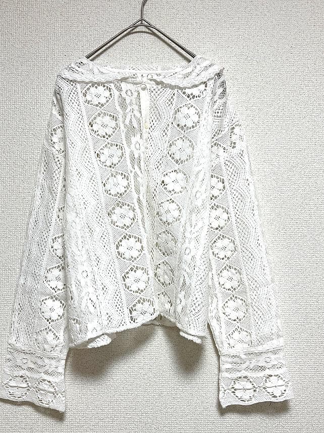 【完売 ツハル 新品】レースパッチワークセーラー襟ブラウス TSUHARU オフ