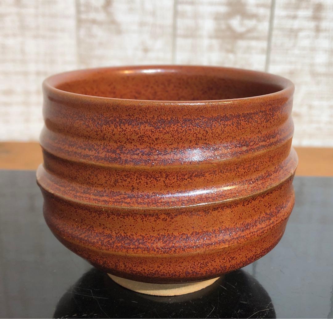 〈未使用〉柿釉のツヤが美しい　抹茶碗　茶道具 茶道 茶碗　茶器