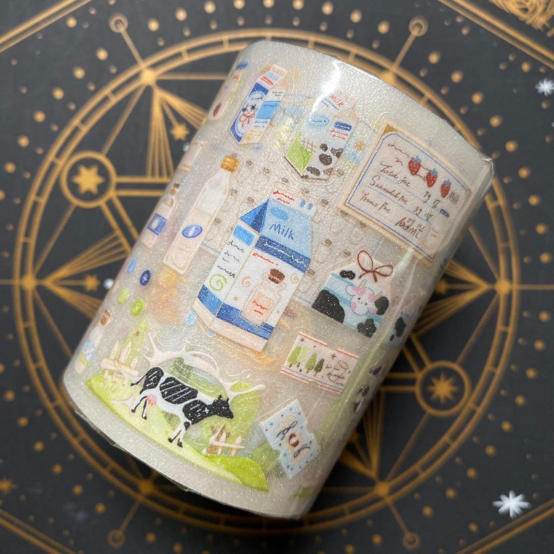 【9446】海外　5.25m ラメ加工カッティングマステ牧場　ミルク　牛　装飾系