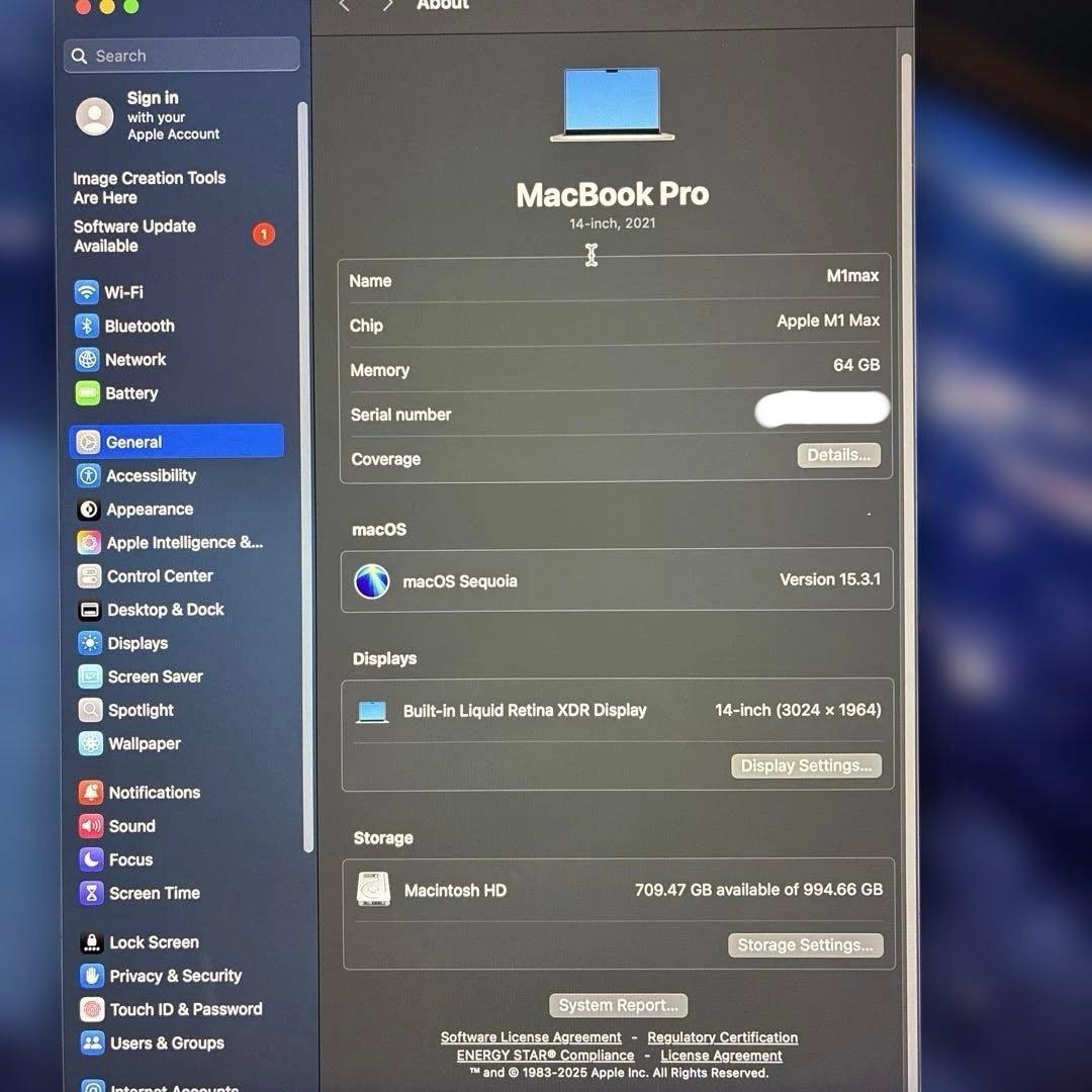 MacBook Pro M1 Max 64GB 1TB 14インチ 2021