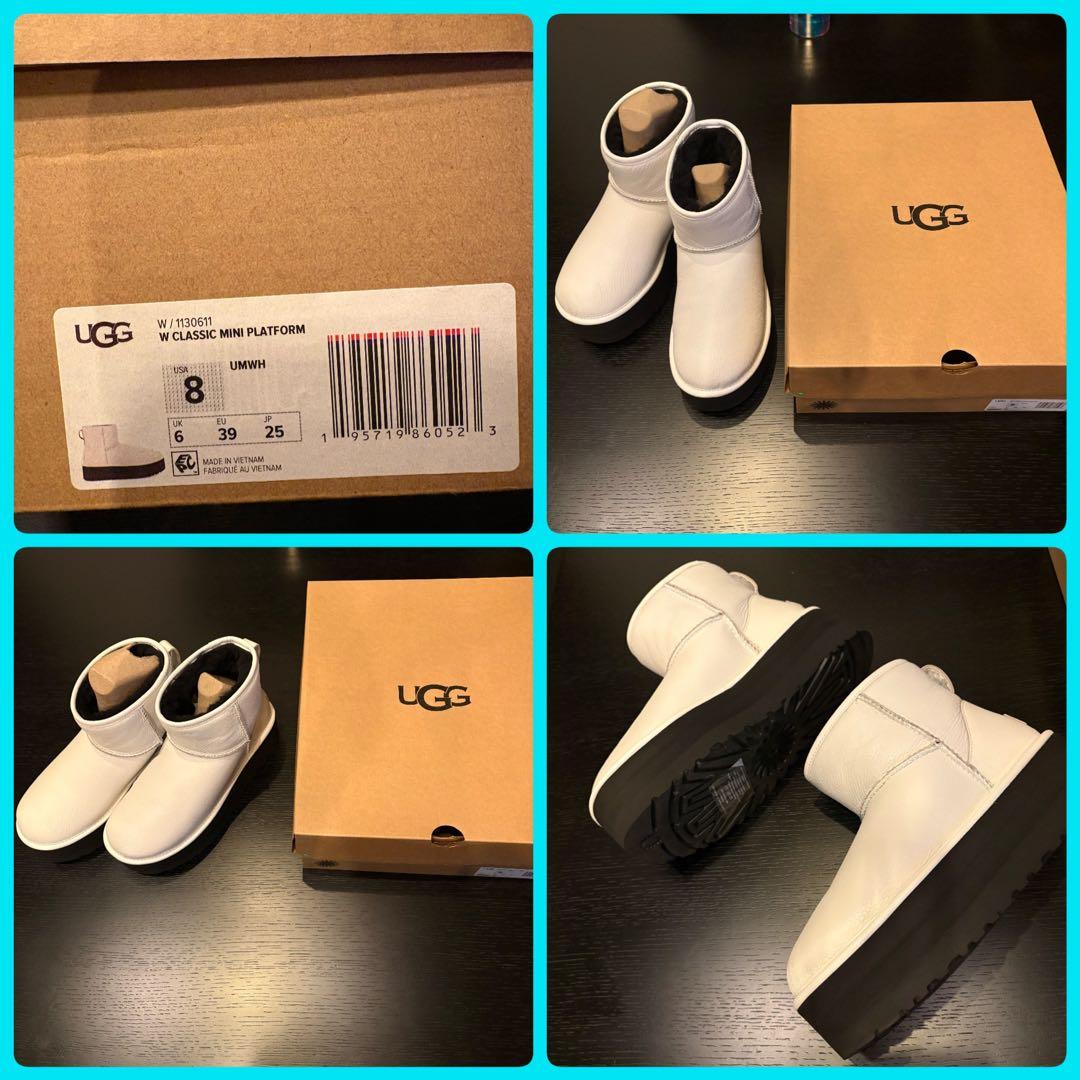 美品　UGG Classic Mini Platform ブーツ 8 ホワイト