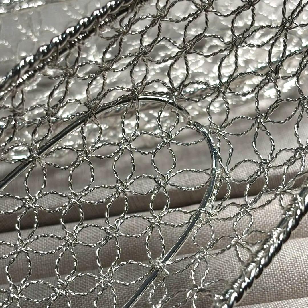 未使用品銀座和光銀仕上げカゴ編みおしぼりトレー