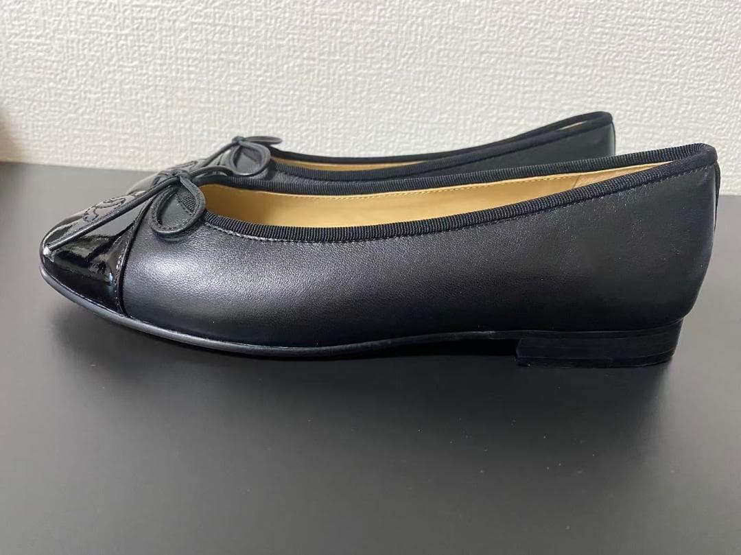 シャネル パンプス　ココマーク　黒　レザー リボン　37 き