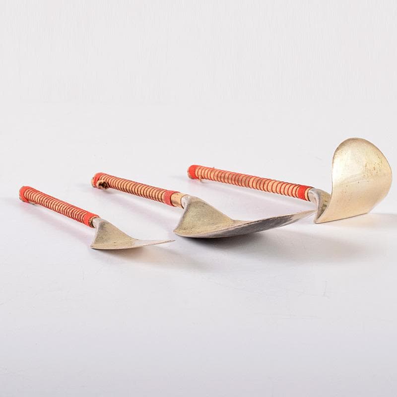 茶道具　金工師　木村清五郎造　南鐐　灰匙　三本組　約63g　共箱　M　R7732