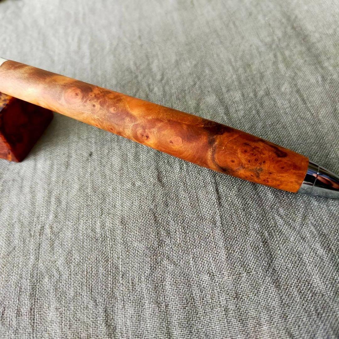 黒檀瘤　ハンドメイド　木軸シャープペン　0.5mm　天然木　シルバー
