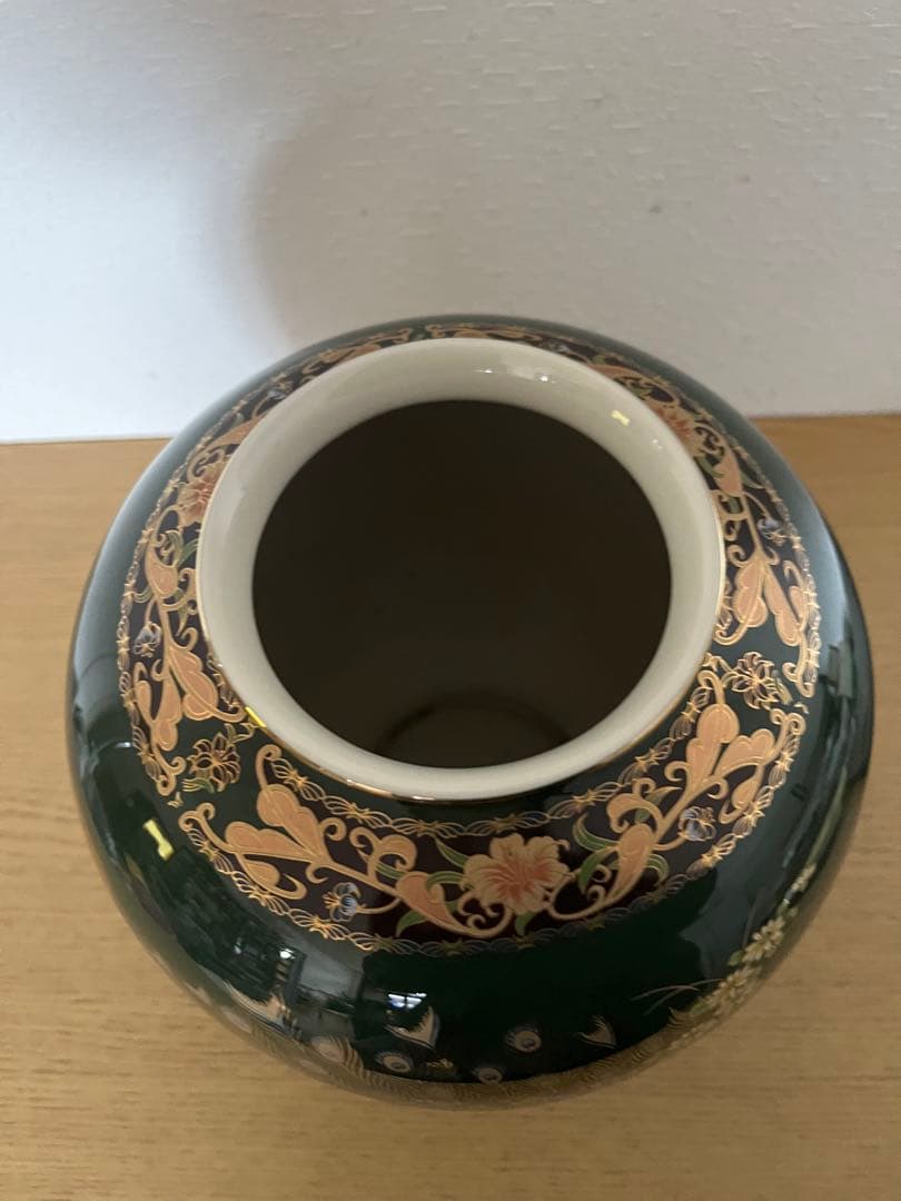 九谷焼　正峰　陶器　花瓶　民芸品　インテリア　孔雀と花