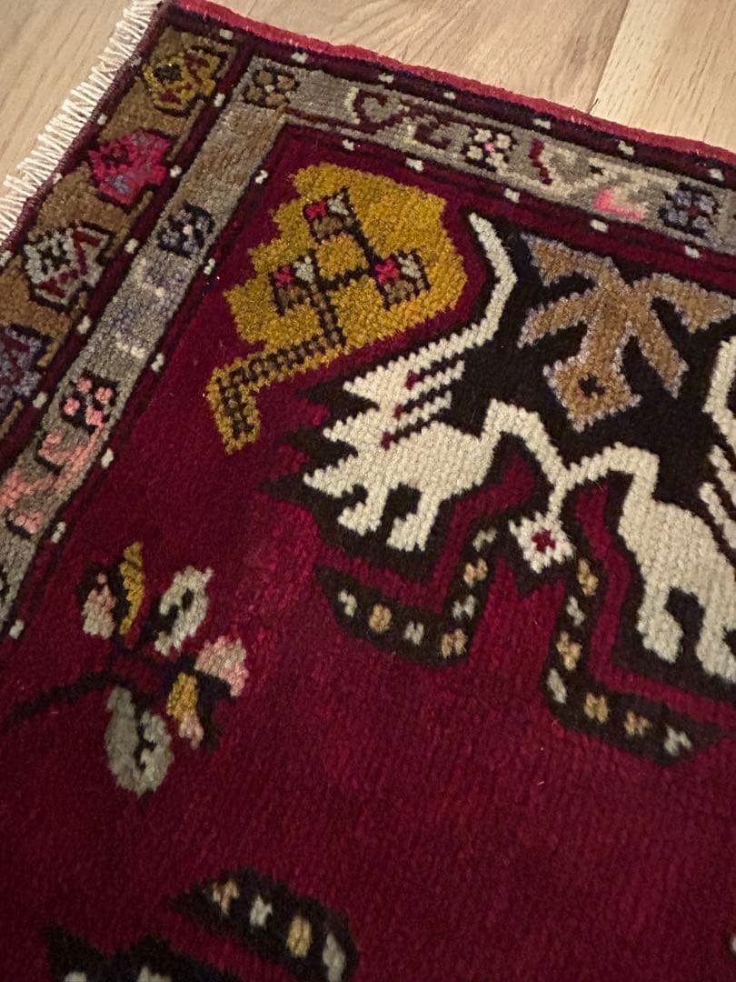 トライバルラグ・トルコヴィンテージラグ・ウール約96×48cm