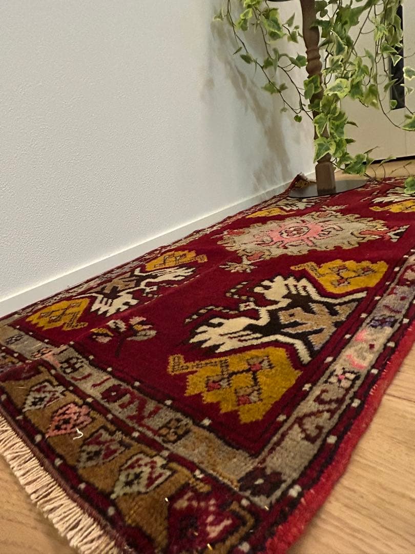 トライバルラグ・トルコヴィンテージラグ・ウール約96×48cm