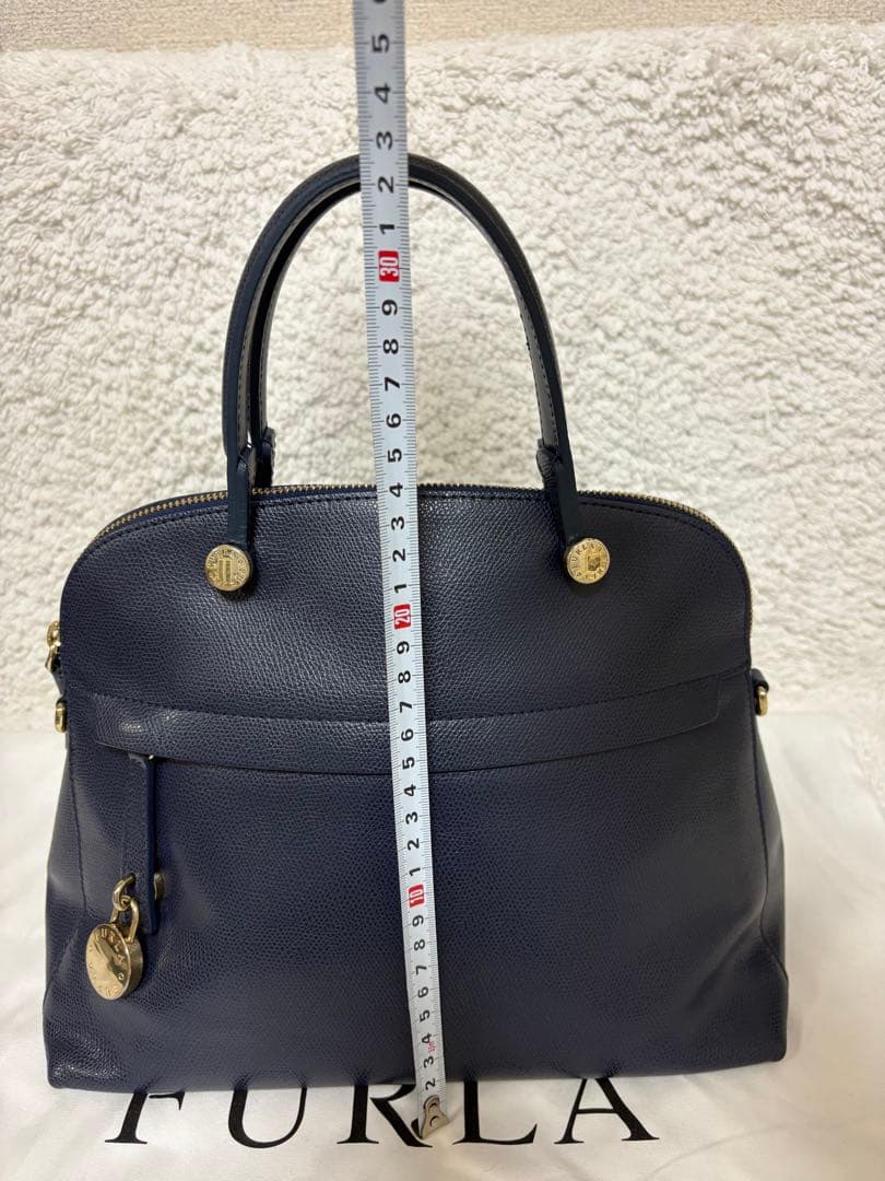 【美品】フルラ　パイパー　ネイビー　ハンドバッグ　ショルダーバッグ