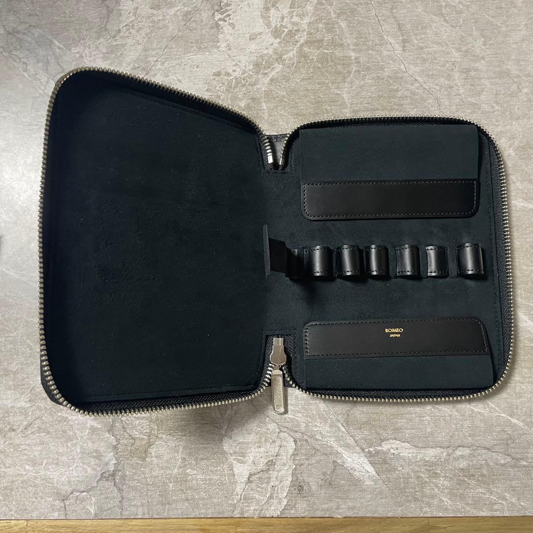 極美品｜伊東屋 ROMEO ロメオ【6本用】ペンケース 本革 黒 万年筆