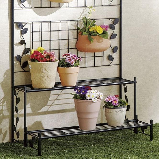 要在庫確認フェンス付きフラワースタンド 幅８０ｃｍ ２段