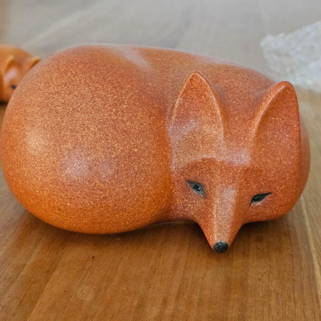 リサラーソン　FOX　ミニ　ミディアム　 キツネの親子　置物