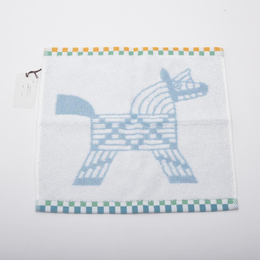 新品 エルメス ハンドタオル アニモ―ナッテ ブルー コットン100% 箱付き