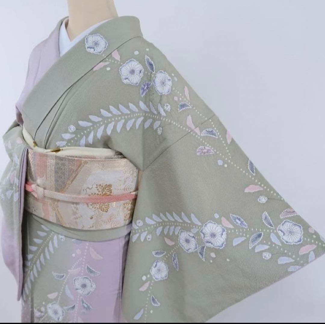 美品　着物　辻ヶ花　正絹　訪問　袷　広襟