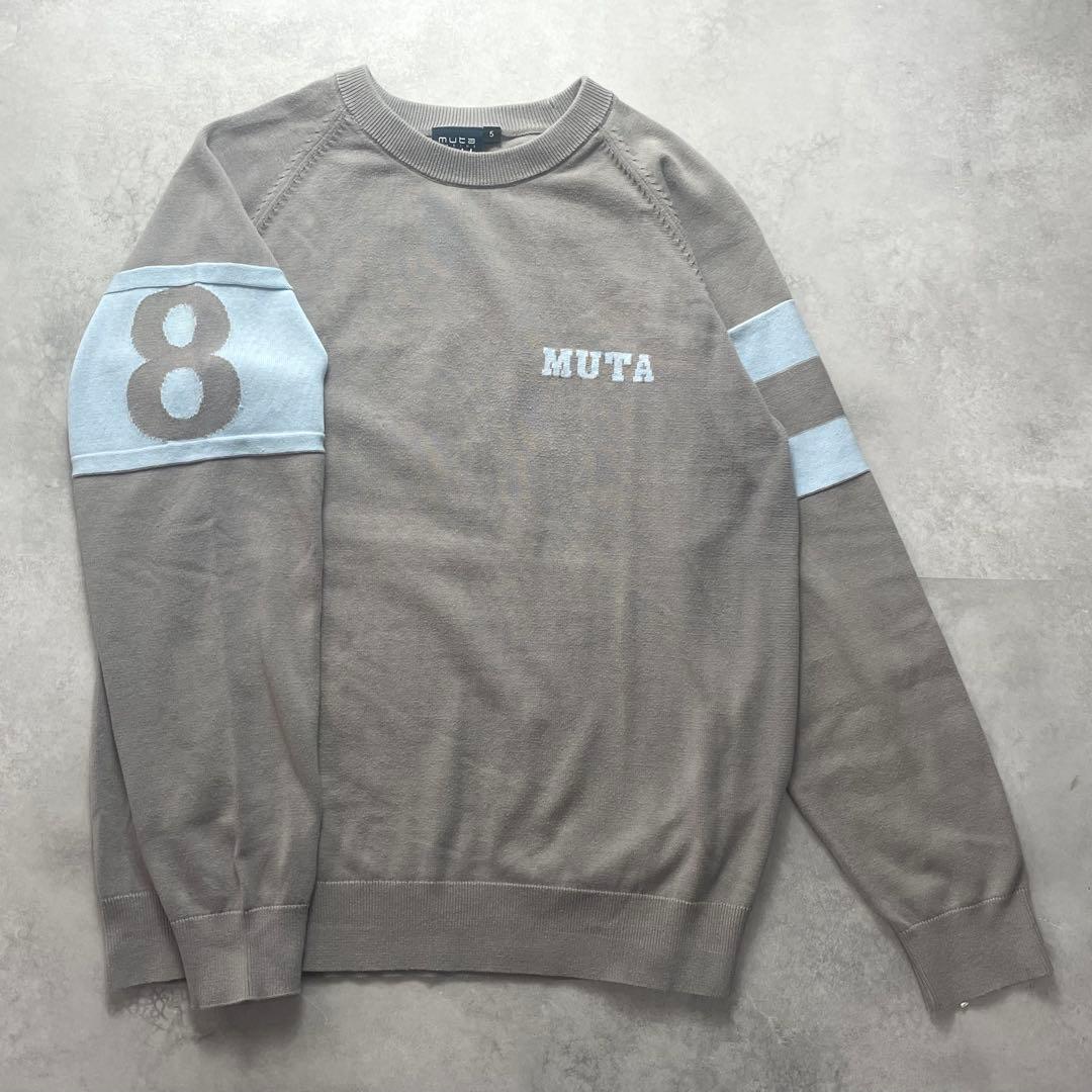 良品 MUTA レタードコットンニットセーターゴルフ サイズ5 M相当